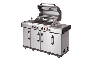 Enders Kansas II Pro 4 Sik Profi Turbo Gas Grill with Turbo Zone, Sink and Side Stove, Steel Colours