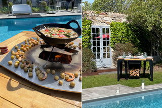 Fire pit with table and cooking plate Augoust Plancha Table