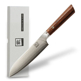 Japoniško Damasko plieno peilis OLEIO Zayiko, Kasshoku, mažasis santoku, 12,5 cm