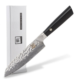 Japoniško Damasko plieno peilis OLEIO Zayiko, Kuro, mažasis Santoku, 12,5 cm