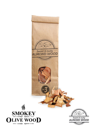 Almond wood chips SMOKEY OLIVE WOOD, 500 ml, fraction 2-3 cm