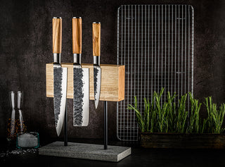 Rankų darbo japoniško stiliaus 3 peilių rinkinys STYLE DE VIE Olive Forged