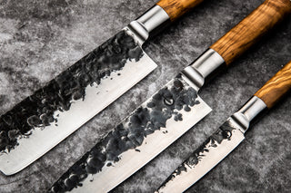 Rankų darbo japoniško stiliaus 3 peilių rinkinys STYLE DE VIE Olive Forged