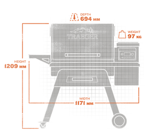 TRAEGER Timberline 850 išmatavimai