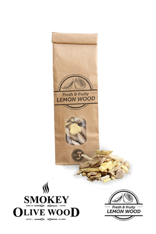 Lemon wood chips SMOKEY OLIVE WOOD, 500 ml, fraction 2-3 cm