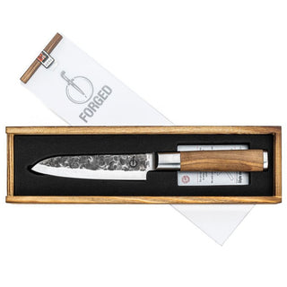 Rankų darbo peilis STYLE DE VIE Olive Forged, Santoku, 14 cm