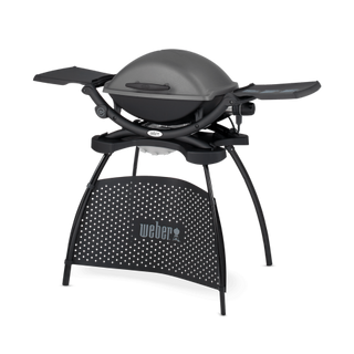 Electric grill WEBER Q 2400 with stand and side shelves, cast iron grill 54 x 39 cm, 2,2 kW